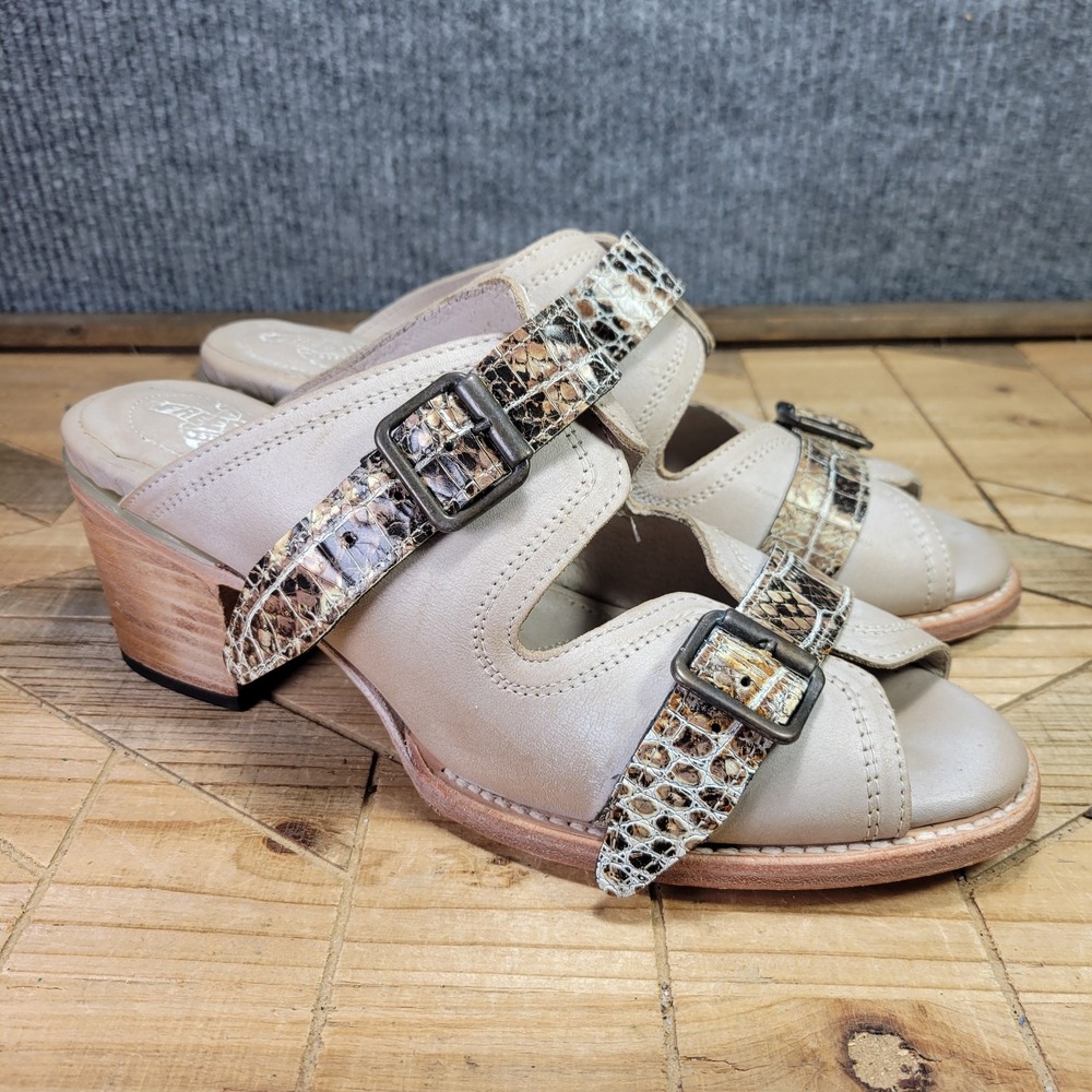 Freebird By Steven Caprice Women's 12 Sandals Taupe‎ Snake Leather Double Strap